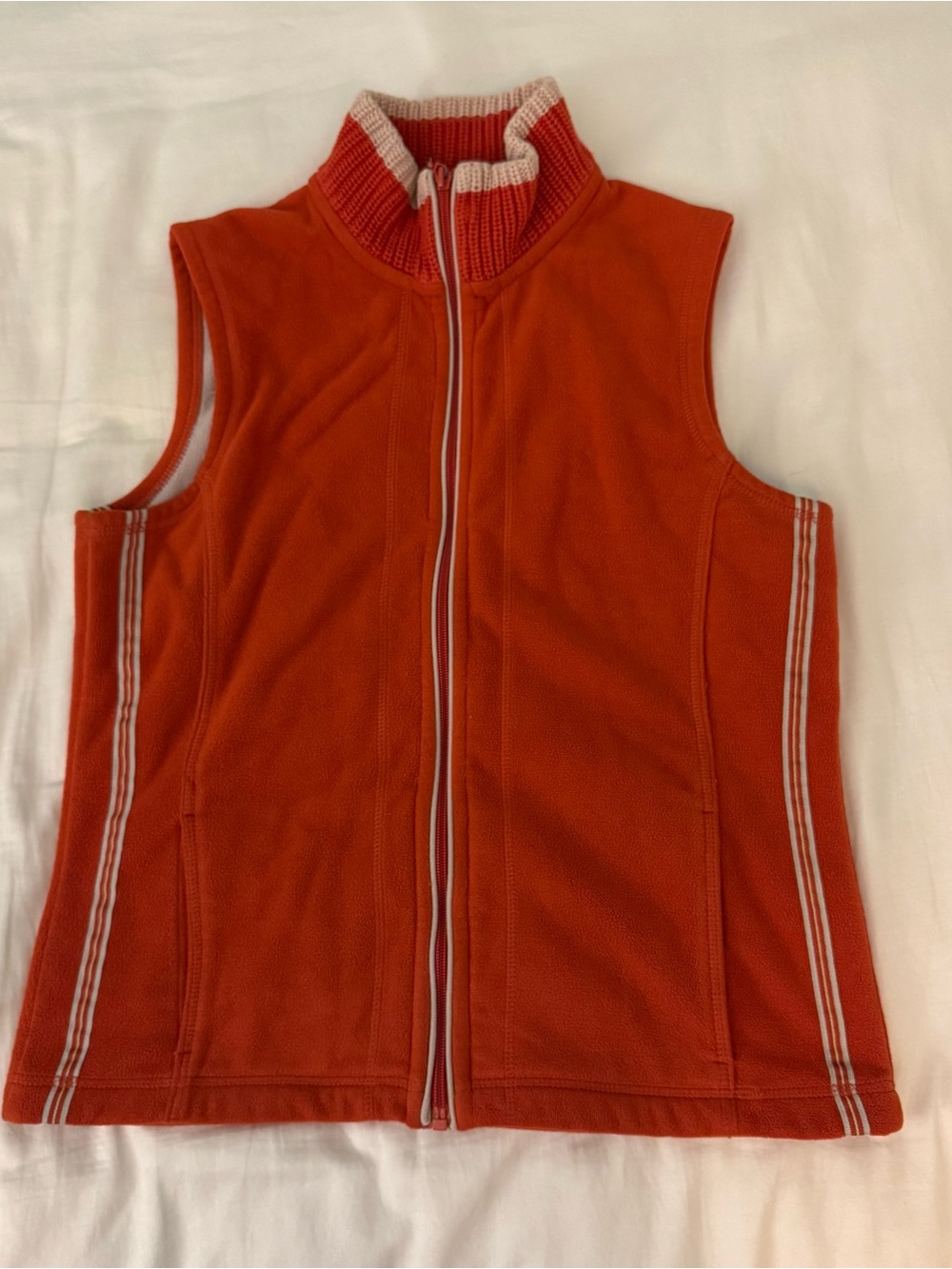 Bright Orange Sleeveless Zip Front Vest